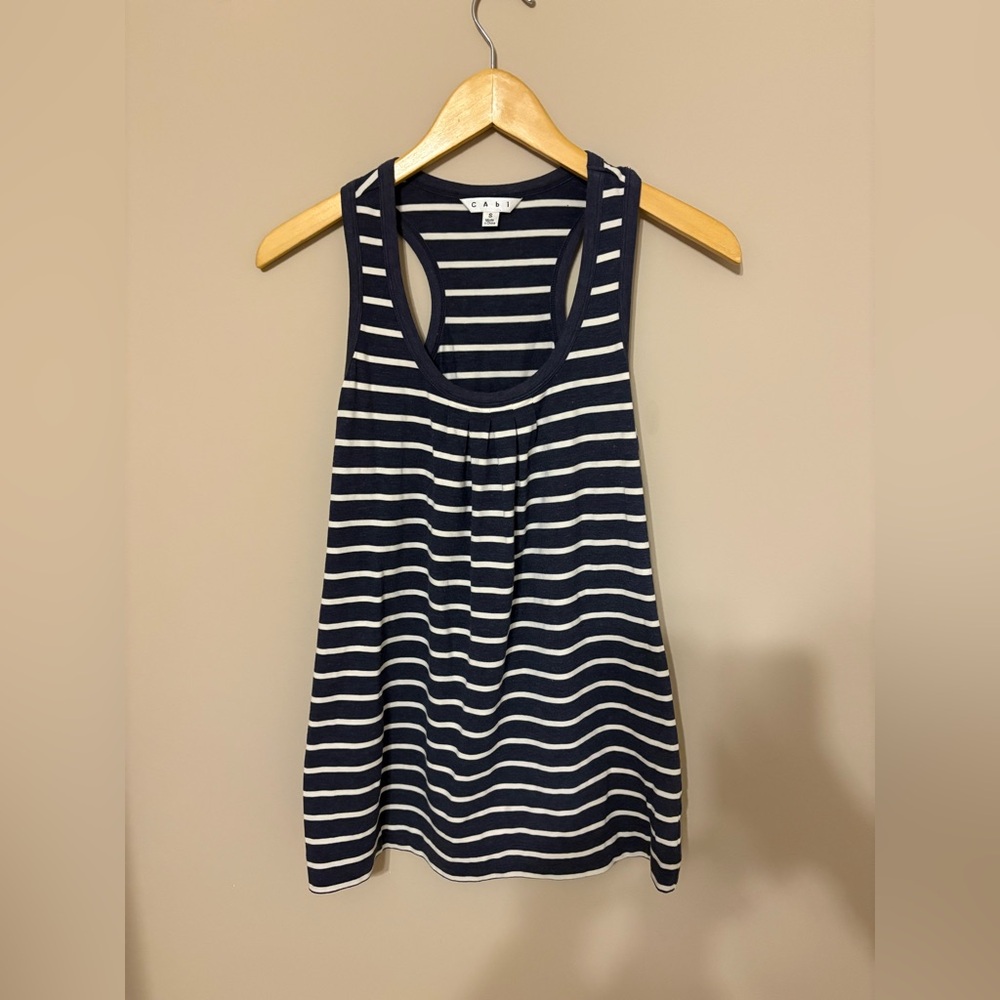 CAbi Nautical Navy and White Striped Tank Top Size Small with Scoop Neck - Picture 2 of 6